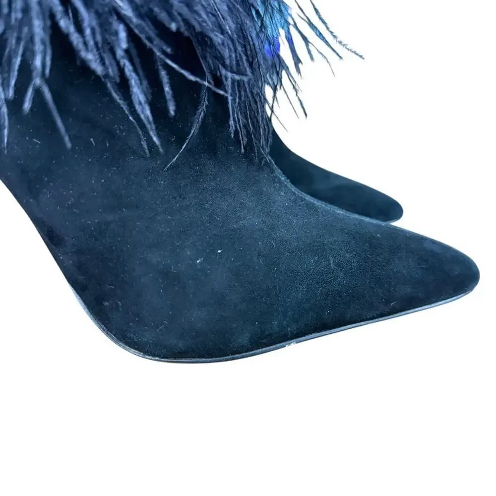 Jessica Simpson Piume Feather Black High Heel Ankle Boots Booties Shoes sz 10